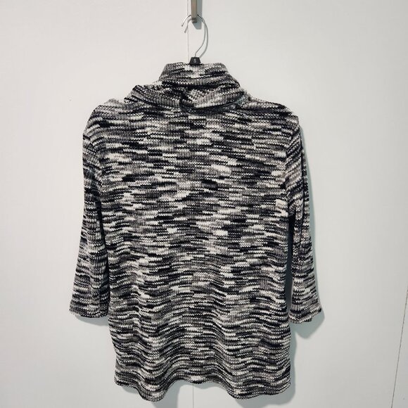 Alfred Dunner Black White Gray Long Sleeve Cowl Neck Pullover Sweater Small - Picture 7 of 7